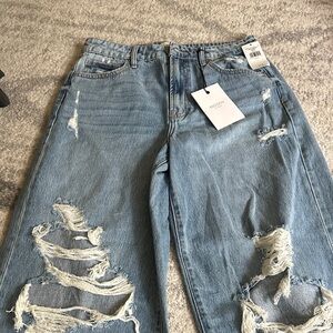 Trendy Light Blue Distressed Boyfriend Jeans